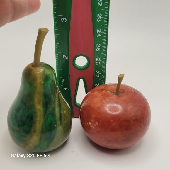 Vintage Small Marble Alabaster Decorative Fruit - Apple and Pear - Picture 15 of 16